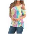 Женская футболка с принтом тай-дай, летняя футболка Losoe с открытыми плечами и коротким рукавом, женская одежда, модные футболки, женская футболка # T2G