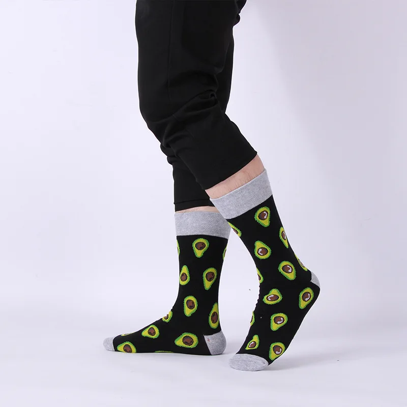 Зимние новые мужские толстые носки с фруктами для мужчин счастливые забавные