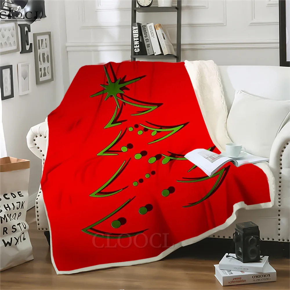 

CLOOCL Merry Christmas Blanket Christmas Tree Print Office Nap Throw Blanket Gifts for Kids Adult Sherpa Blanket Drop Shipping