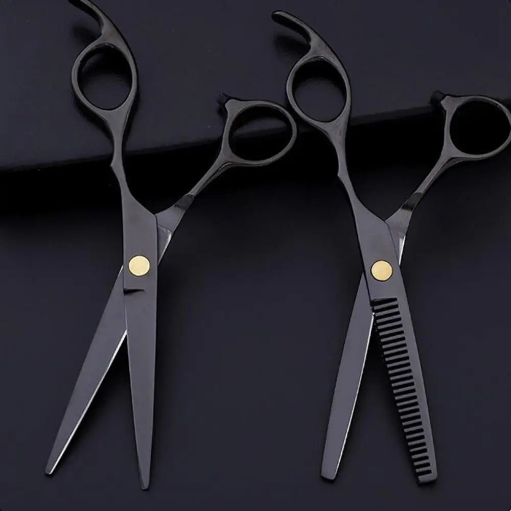 

New Professional Stainless Steel 6 Inch Electroplating Black Hair Scissors Set Cutting Barber Salon Haircut Thinning Shears
