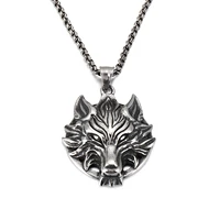 elfasio mens viking wolf head silver gold stainless steel pendant necklace chain set