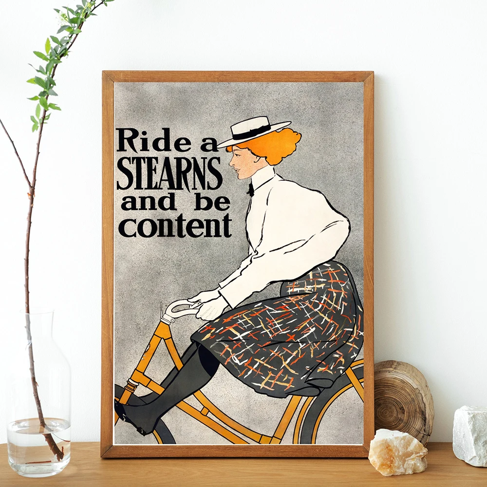 Винтажный рекламный постер на велосипеде картина холсте Поезде в стере