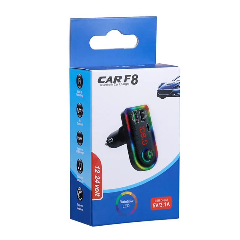 

JaJaBor Fm Transmitter Bluetooth 5.0 Handsfree Car Mp3 Player Support Tf Card U Disk Playback 2 Usb Fast Charger Audio Receiver