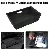 storage box for tesla model y 2021 under seat high accessories case drawer interior car holder capacity felt cloth organize l0m1