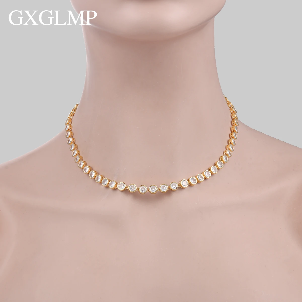 

GXGLMP Round CZ Bridal Necklace and Dangle Earrings Set for Women Bride