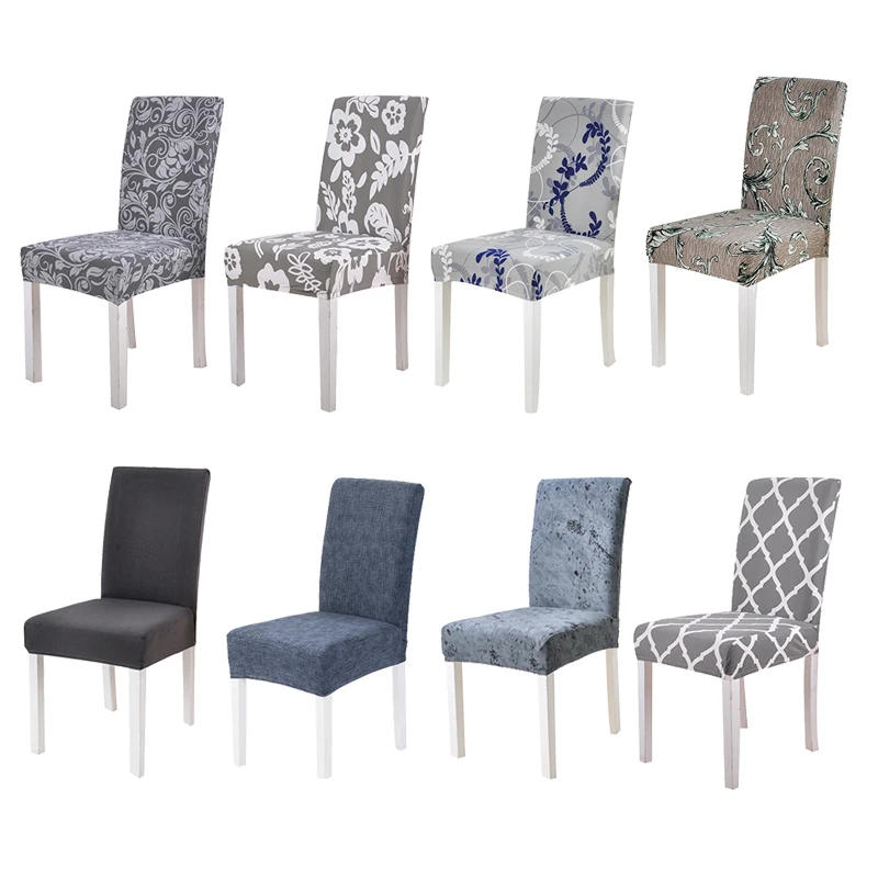 Серый чехол на стул для столовой с принтом кресла без рукавов вечерние банкета