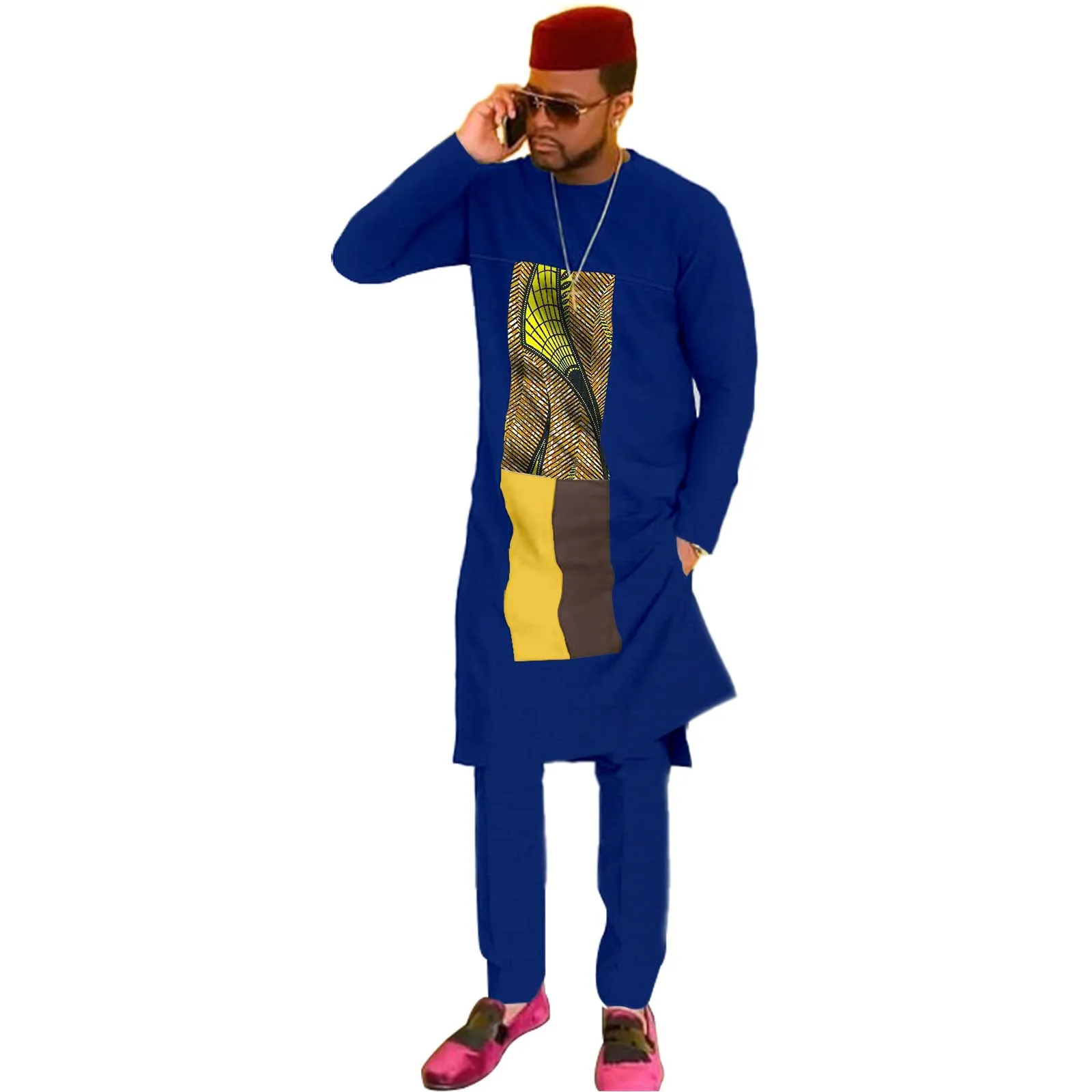 Africa Clothes for Men Dashiki Men Set African Traditional Clothing Top+Pants Two-Piece V2116035