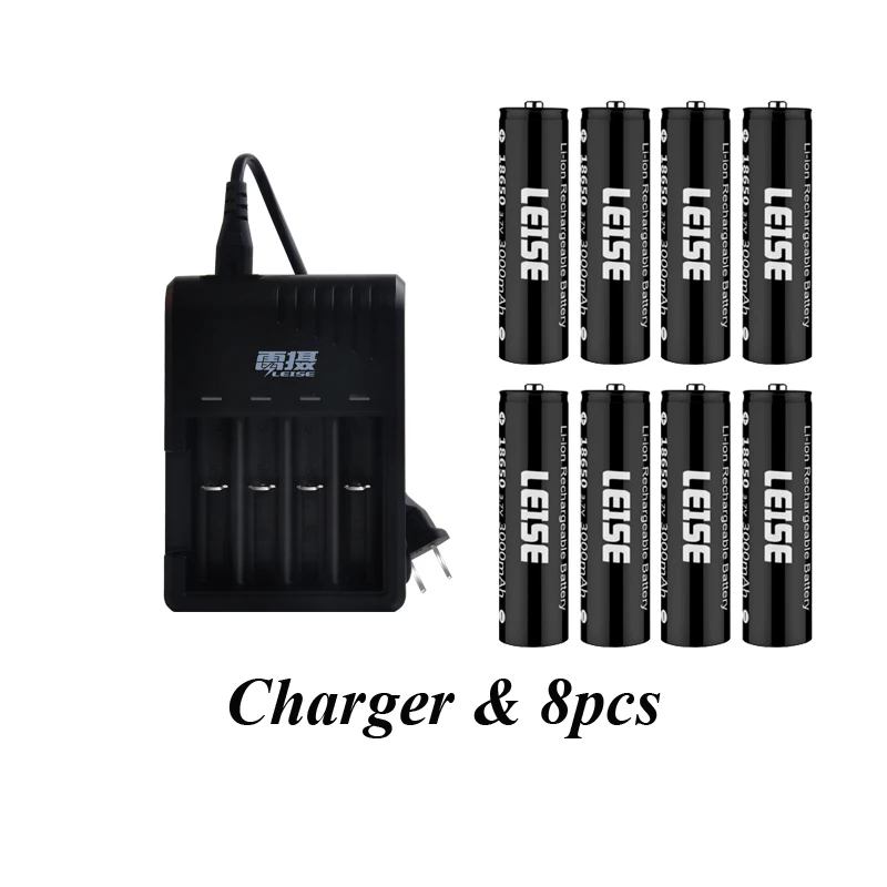 8pcs charger Leise Оригинальная 18650 батарея 3000 mah 3,7 V литий-ионная аккумуляторная литиевая батарея 18650 батареи для фонарика налобного фонаря - Цвет: 8pcs charger