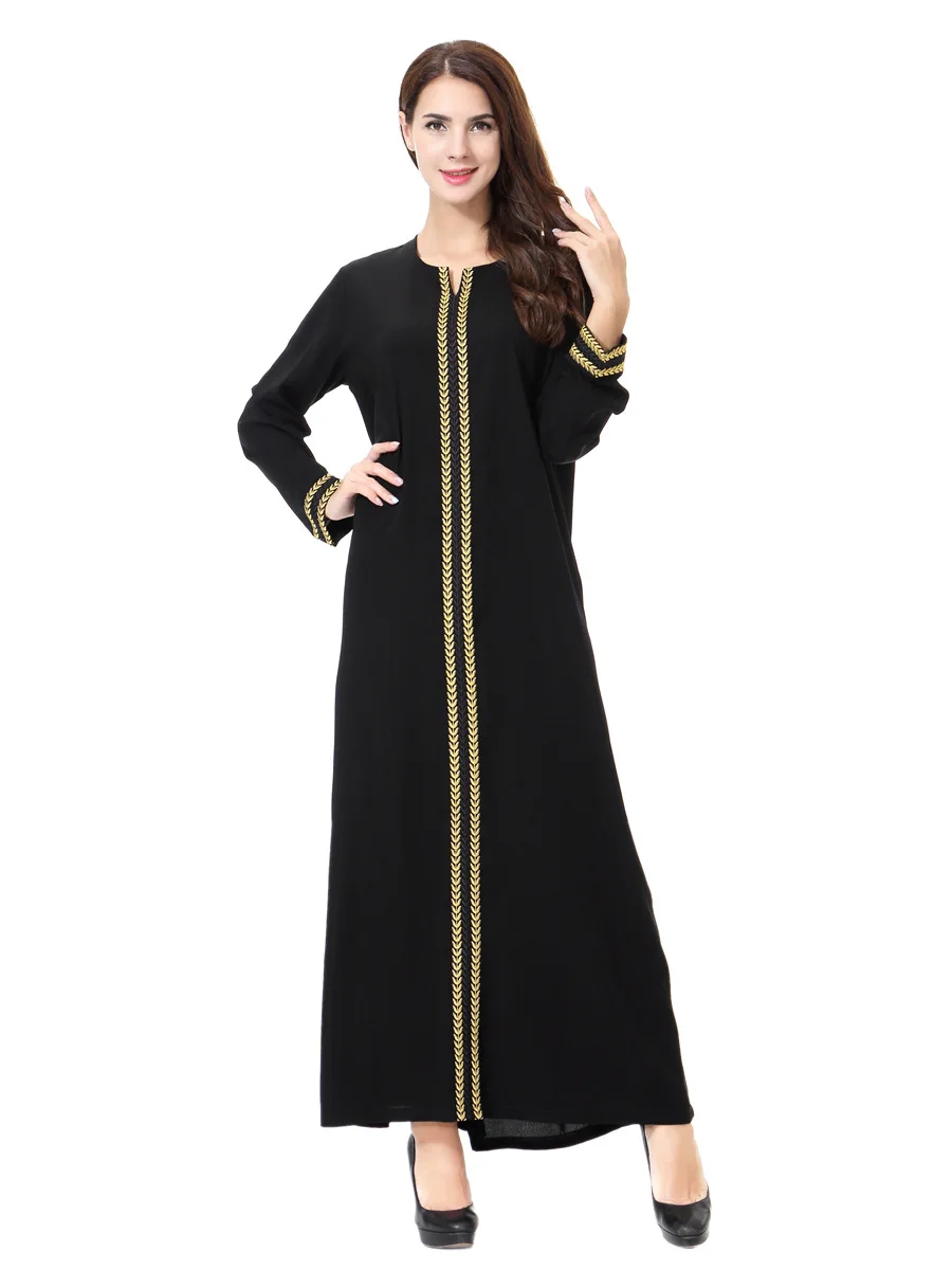 

linen muslim women robe dress new fashion arab middle eastern ladies elegant dubai turkish long sleeve dress Islamic clothing