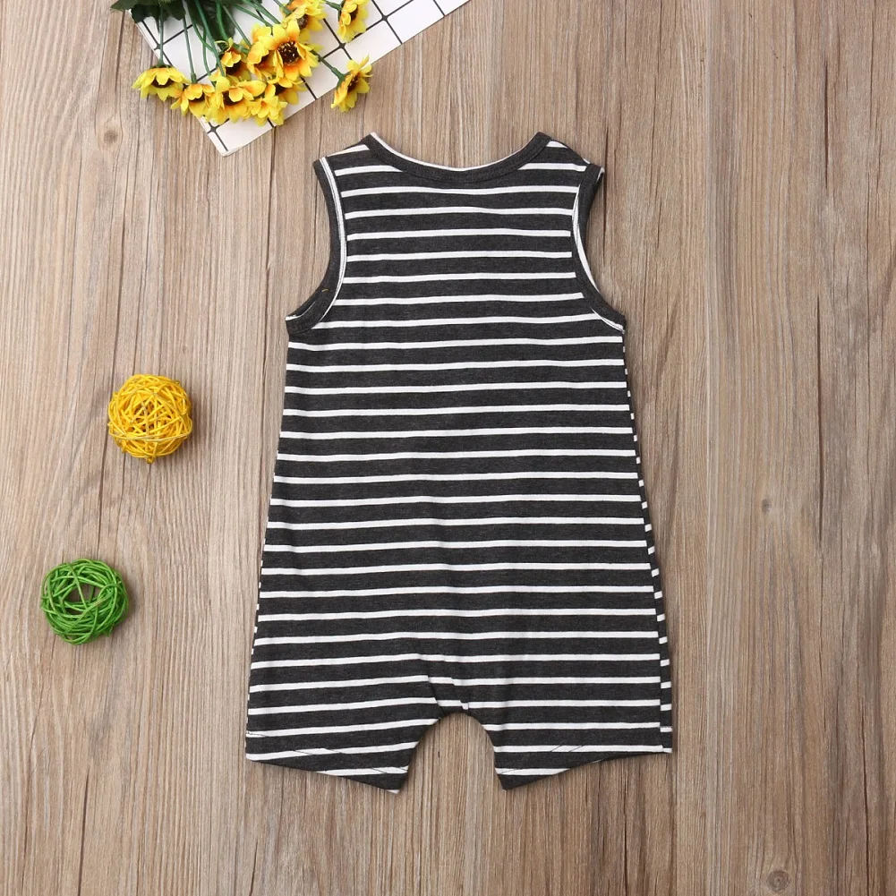 2019 Baby Summer Clothing 0-24 Newborn Infant Boy Girl Striped Romper Clothes Sleeveless Outfit Jumpsuit | Детская одежда и обувь