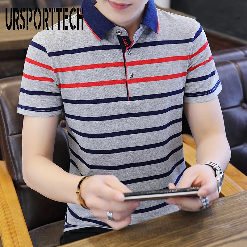 

Summer Classic Polo Shirt Men Cotton Striped Short Sleeve Tee Shirt Breathable Camisa Masculina Polo Hombre Jerseys Golftennis
