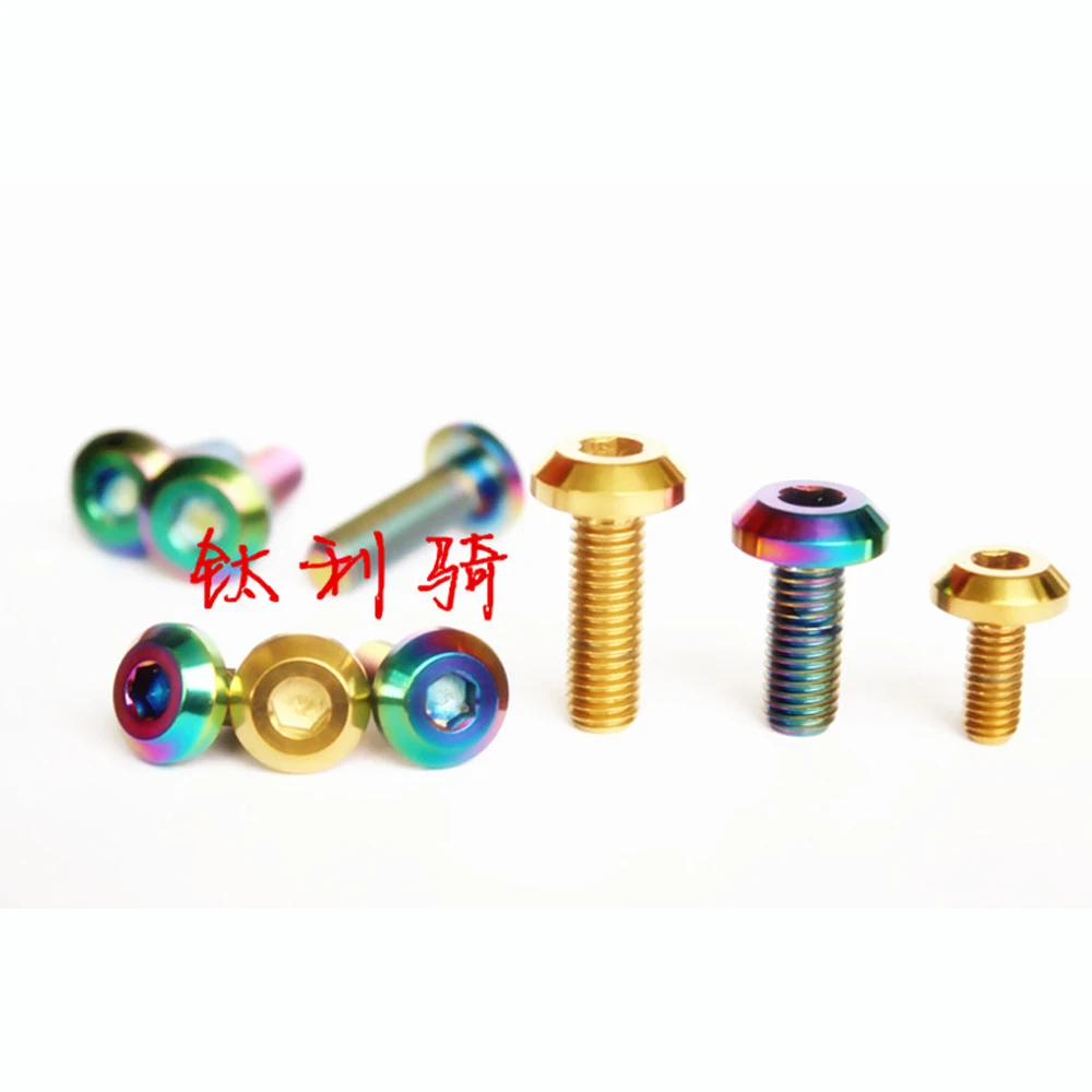 

M6 M8 x 12 15 20 25 30mm Ti Rainbow Golden GR5 Titanium Umbrella Head Screw Bolts For Motorcycle Brake Disc Mounting