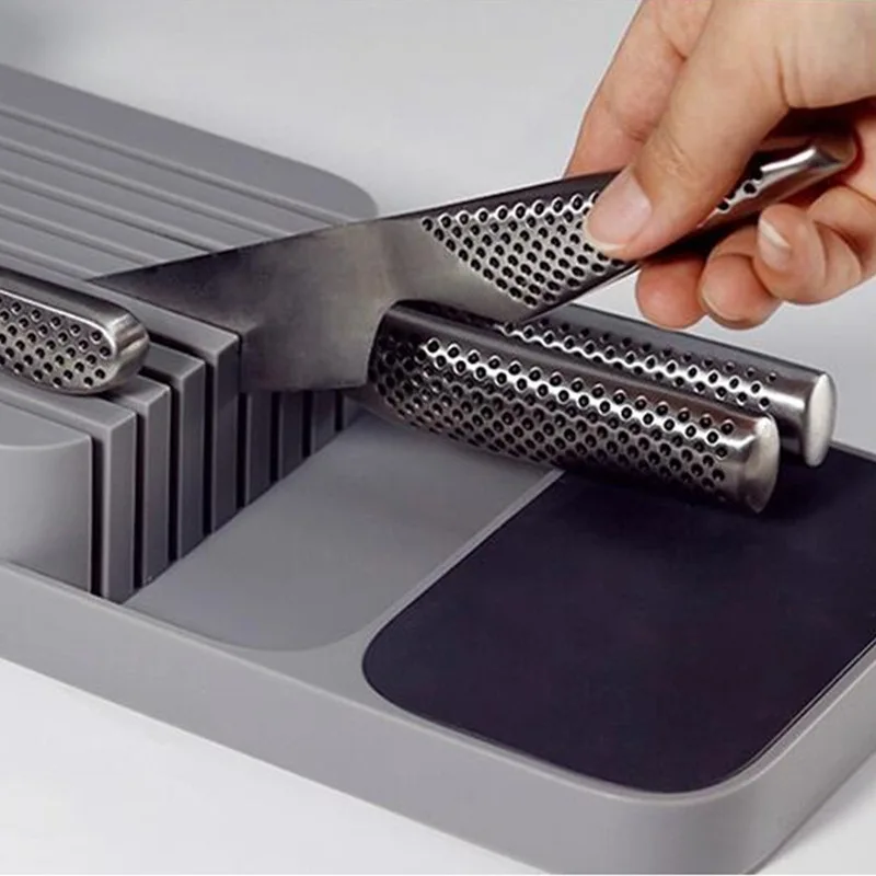 

Household kitchen drawer knife partition storage plastic storage frame grid storage box knife rest knife holder kitchen