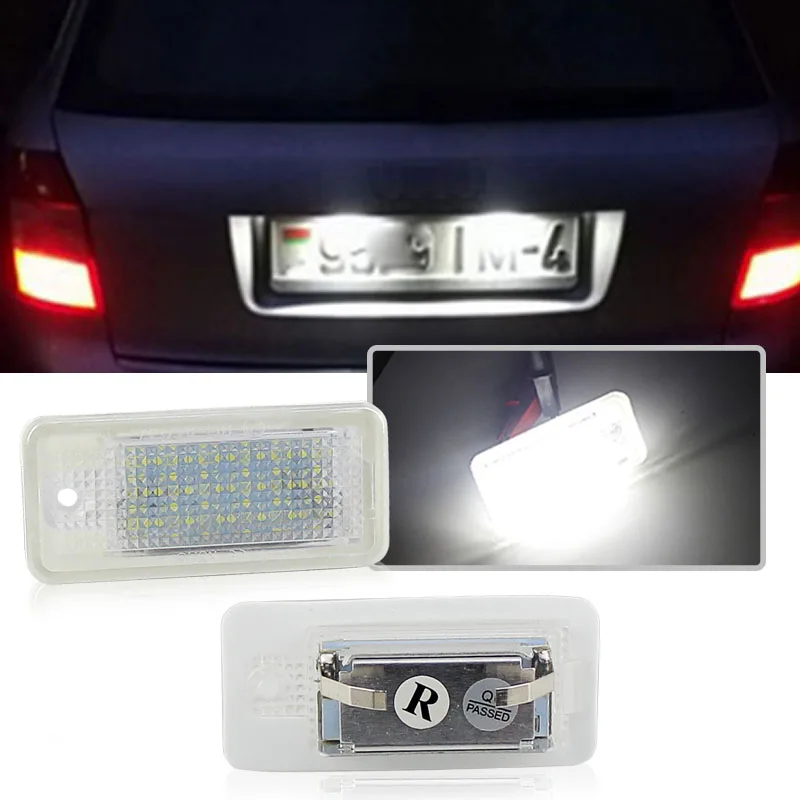 2Pcs Error Free LED License Number Plate Light Lamps canbus For Audi A6 4F RS6 C6 A4 B6 B7 S4 RS4 A3 8P Q7 4L A5 8F A8 4H S8 D4
