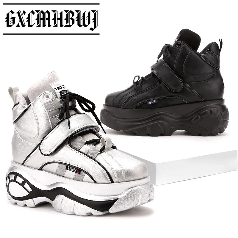 

GXCMHBWJ Super Fire Women Boots Fashion High-Top Height Casual Increasing Woman Bootie Autumn Winter Thick-Soled Female Sneakers