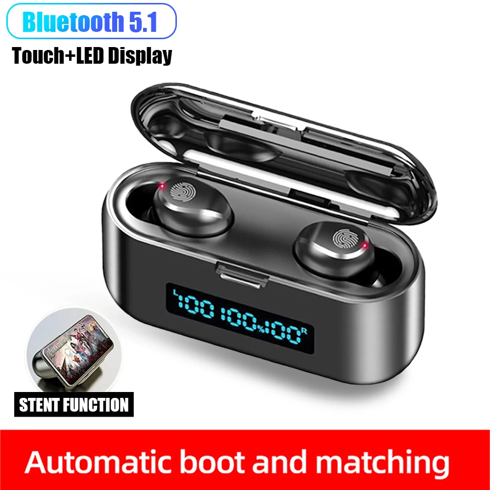 

F9TWS Bluetooth V5.0 наушники Беспроводной наушники сенсорный Управление 9D Hi-Fi стерео спортивные Водонепроницаемый наушники Игровые наушники гарни...