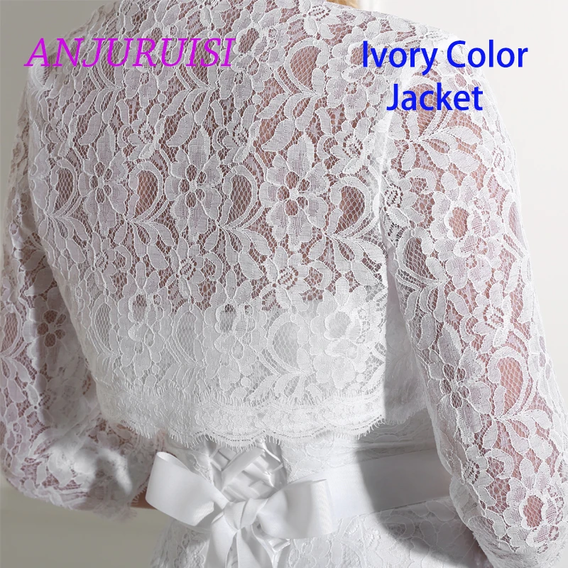 ivory color jacket ANJURUISI элегантные белые кружевные свадебные платья Русалка Свадебные платья винтажные богемные Свадебные платья дешевые Sereia с жакетом - Цвет: ivory color jacket