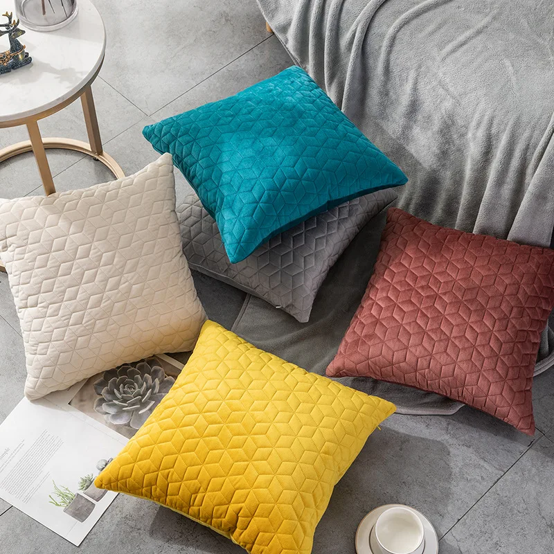 

Nordic Home Decor Hexagonal Checkered Velvet Pillow Cases Pillowcase Solid Color Sofa Bed Throw Pillow Cover 45X45cm pillowcase