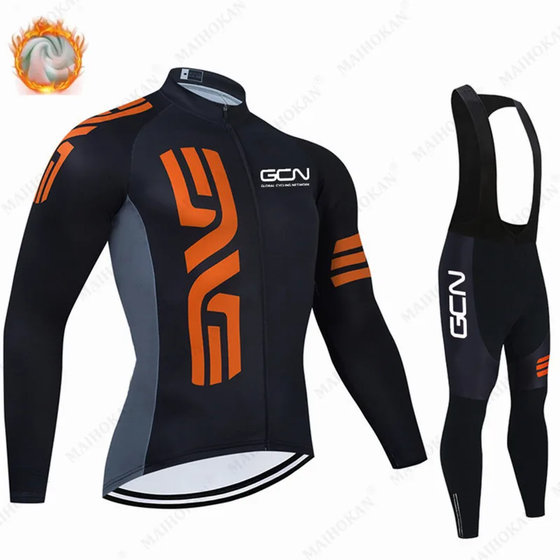 

GCN New Orange Black Cycling Jacket 20D Bike Pants Wear Wet Ropa Ciclismo MEN Thermal Fleece Bicycling Jersey Maillot Bottoms