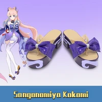 anime game fiery genshin impact character sangonomiya kokomi artificial leather customized cosplay shoes