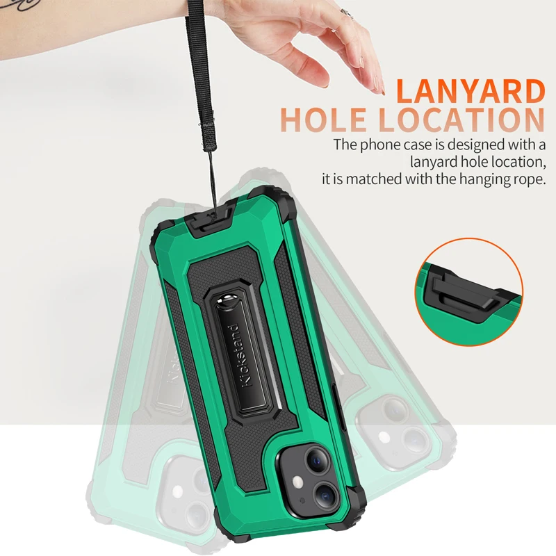 

JKaiSen Shockproof Protective Case For iPhone 12 12Mini 12Pro Car Holder Hidden Kickstand Phone Case For 12 Pro Max Cover