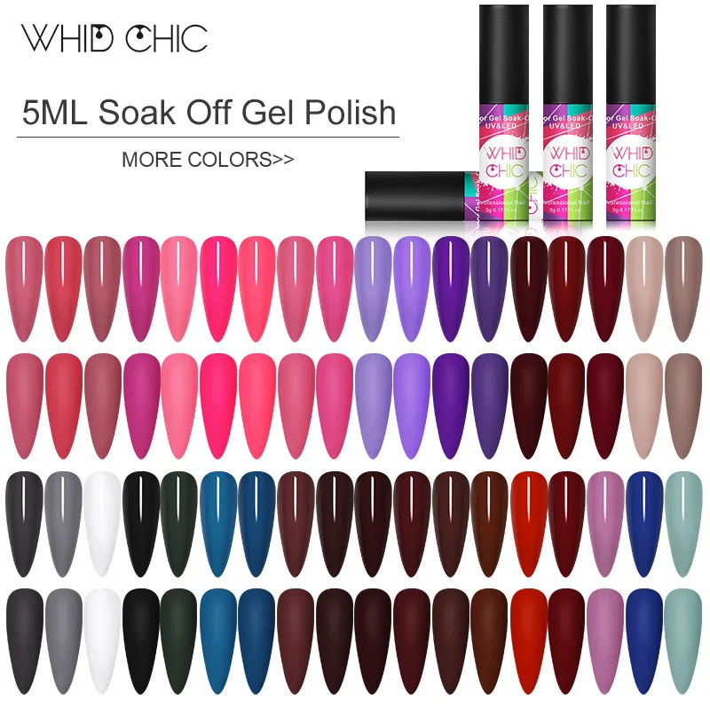 1 бутылка, 5 мл, Гель-лак WHID CHICL, розовый, фиолетовый, голубой, разноцветный УФ-гель, впитывающий Гель-лак для ногтей, сделай сам, красивый дизайн, Гель-лак