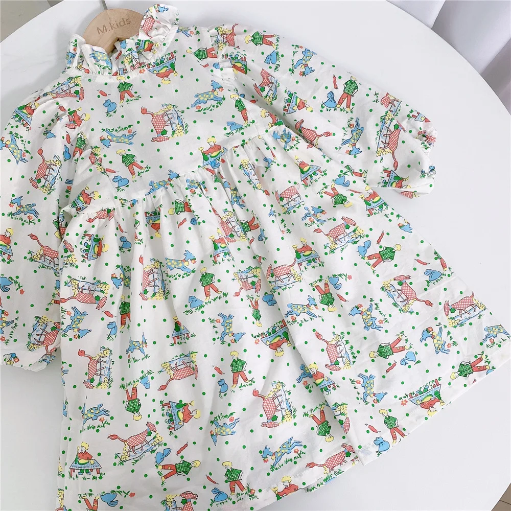 

Children's Girls Dresses 2021 Autumn Korean Baby Girl Dress Cartoon Floral Princess Dresses Toddler Girl Clothes Baby Girl Dress