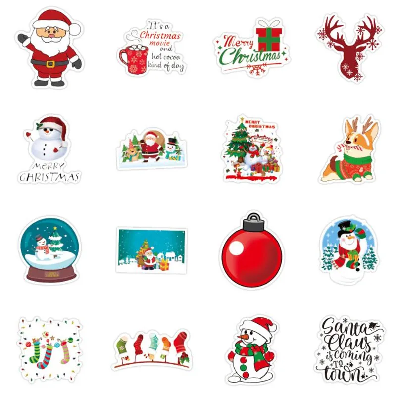 

10/30/50PCS Holiday Supplies Christmas Graffiti Motorcycle Laptop Skateboard Guitar Waterproof Stickers Wholesale