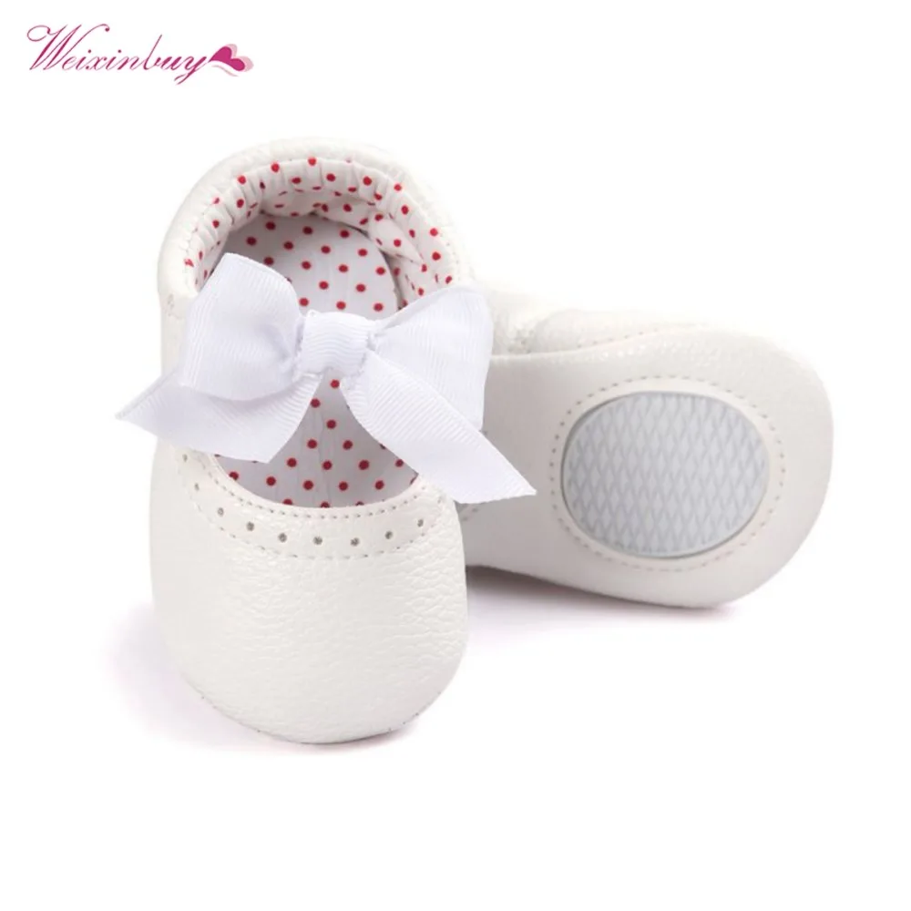 

WEIXINBUY Newborn Baby Shoes Soft Bottom PU Leather Moccasin Toddler Infant First Walkers Girls Princess Kids Shoes
