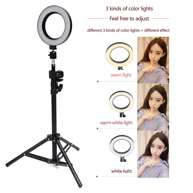 

Photography LED Selfie Ring Light 10inch Metal Dimmable Camera Phone Ring Lamp With Stand Tripods For Makeup Video Live Studio