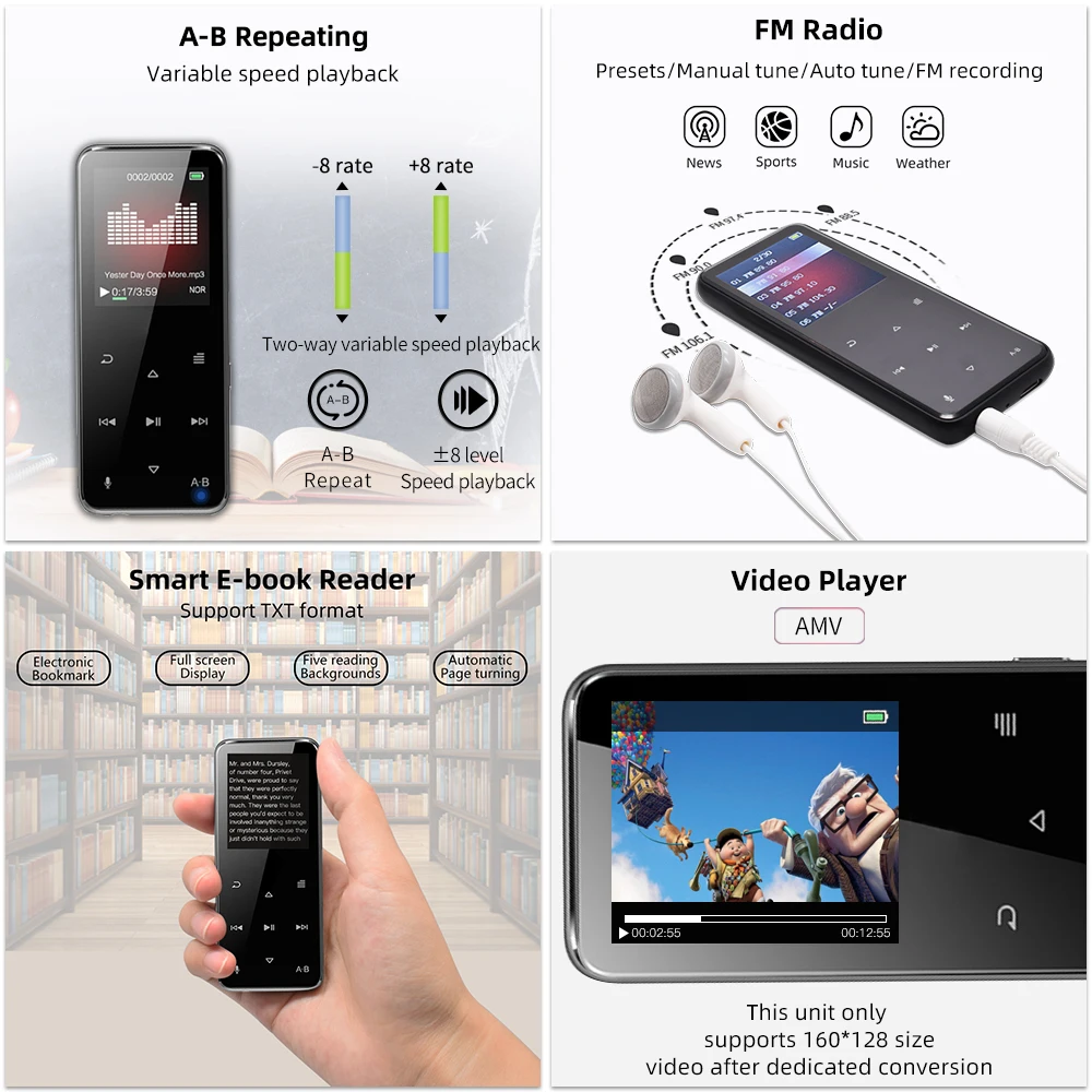 Спортивный MP3 плеер Deelife с Bluetooth fm радио 3 музыкальные проигрывателя|MP3-плееры| |
