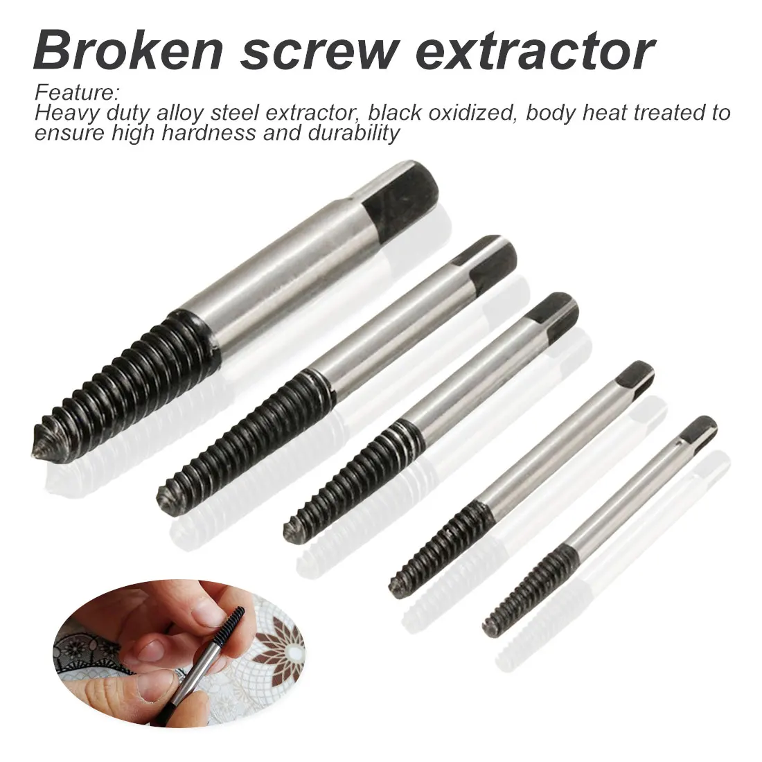 

5Pcs/set For Steel Broken Speed Out Damaged Screw Extractor Drill Bit Guide Set Broken Bolt Remover Easy Out Set