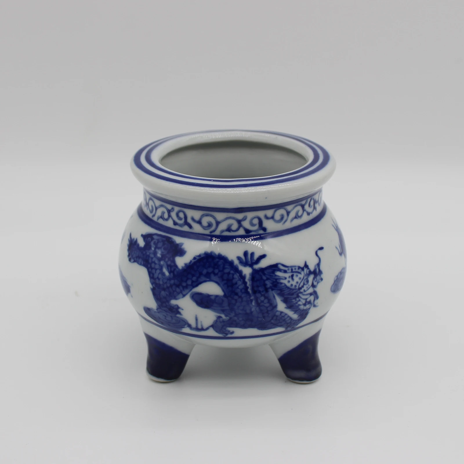 

Ceramic incense burner, blue and white, Small flower vase