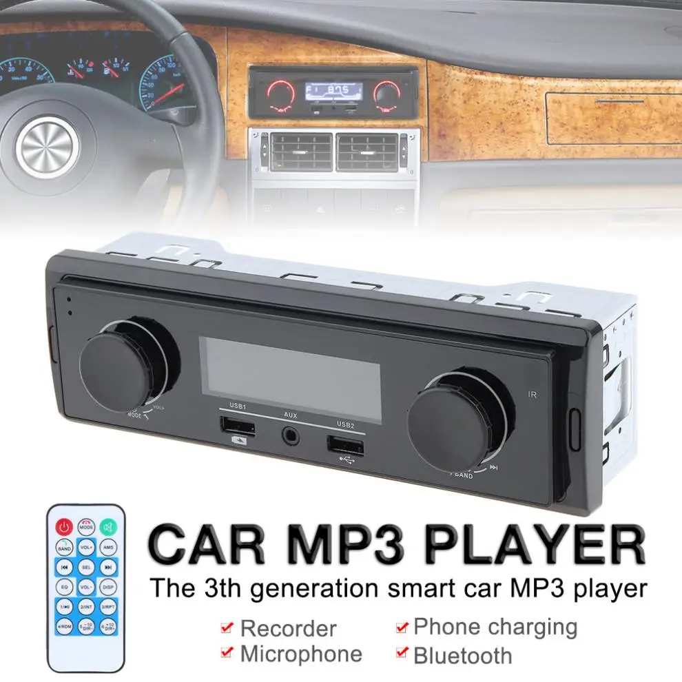 12 В Bluetooth ЖК дисплей автомобиля Радио MP3 плеер стерео аудио в тире Aux вход приемник