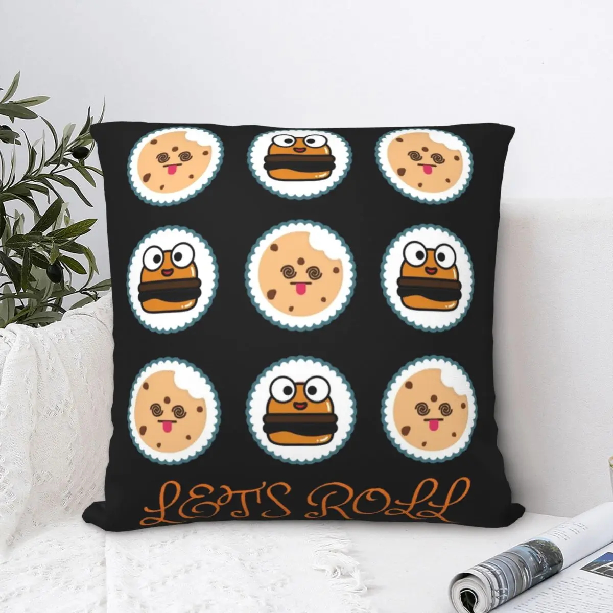Квадратная подушка с печеньем и бургером Let Rool наволочка для подушки