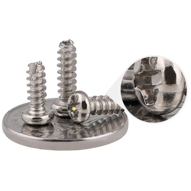 

Саморез с никелированной круглой головкой, Саморез с черной цилиндрической головкой, поперечный режущий хвост, M2 M2.3 M2.6 M3