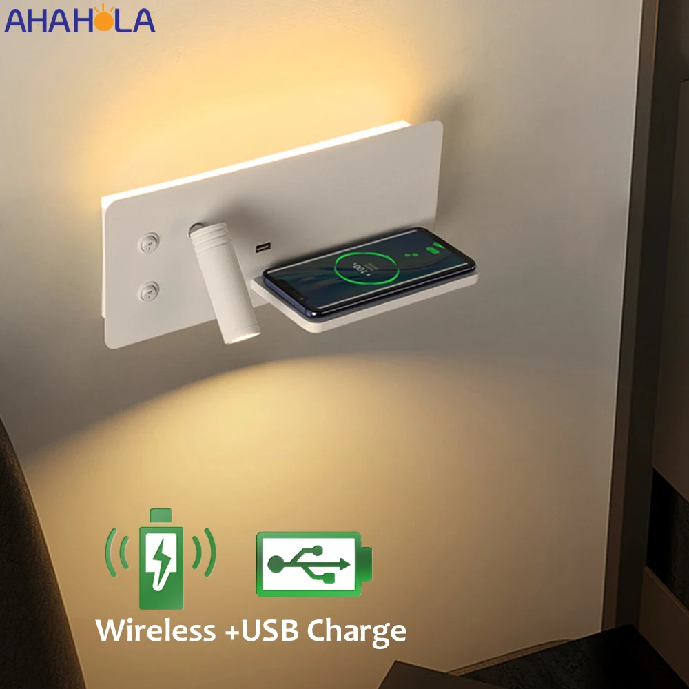 

Настенное бра с выключателем и беспроводным зарядным Usb-портом