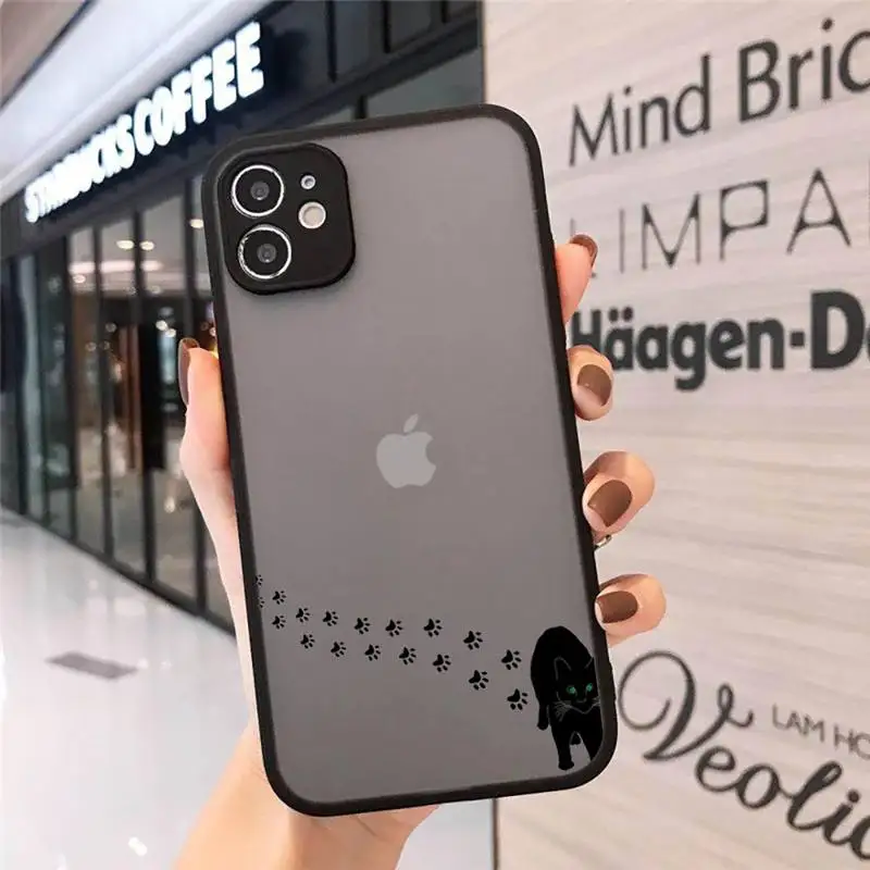 

Cute cat and dog footprints Phone Case Matte Transparent for iPhone 7 8 11 12 s mini pro X XS XR MAX Plus mobile bags