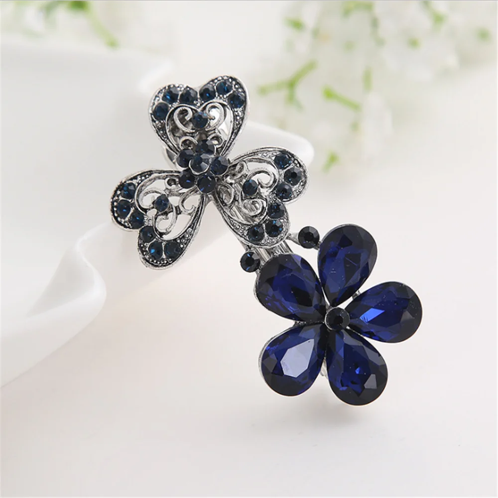 1 шт. Металлические Хрустальные заколки для волос со стразами Цветочные с бантом