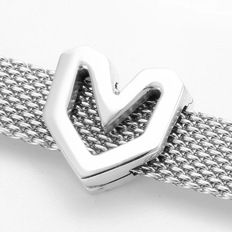 Реальные технические серебряные Угловые бусы в форме сердца-клипсы подходят для