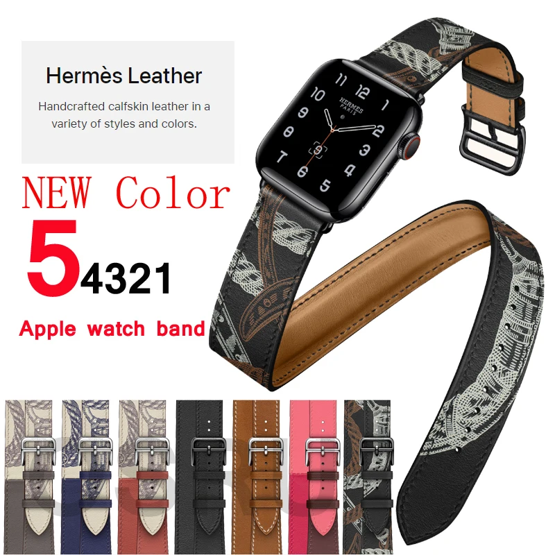 Ремешок для Apple watch band 5 4 44 мм 40 Double Tour из натуральной кожи correa iwatch 3 2 42 38 браслет aple