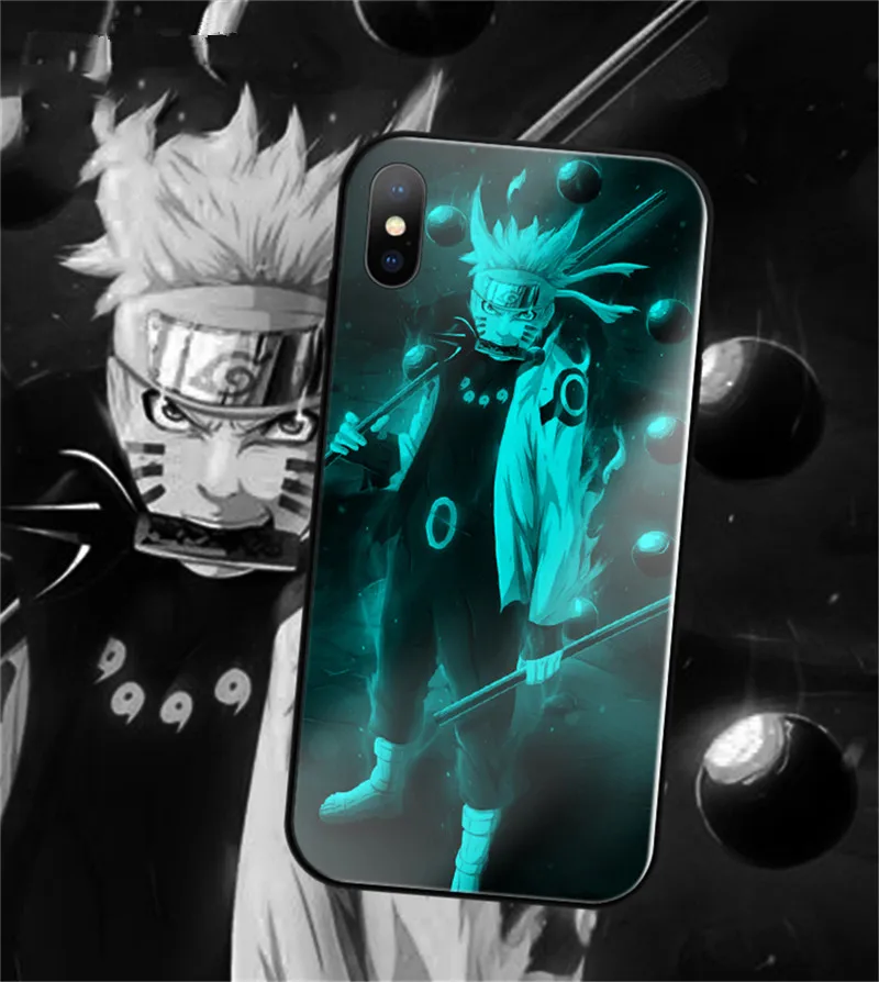 Роскошный светящийся чехол Comic Наруто для iphone 11 PRO Max 10 X XR XS MAX 6 6s 7 8 plus Coque Noctilucous glass