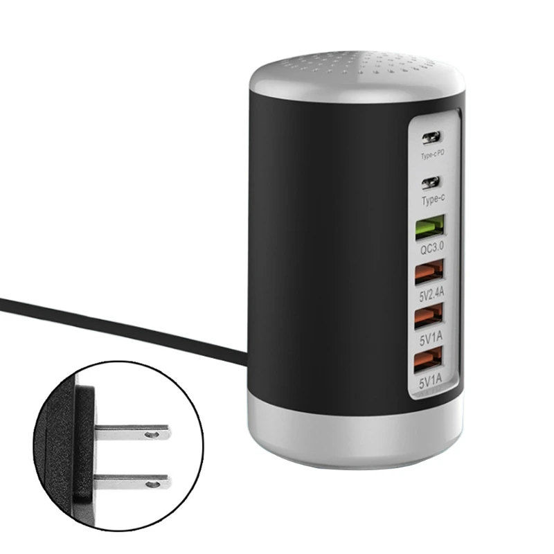 

USB Charging Station for Multiple Devices Desktop Fast Charger 6-Port USB Hub for Phone Tablets X37A