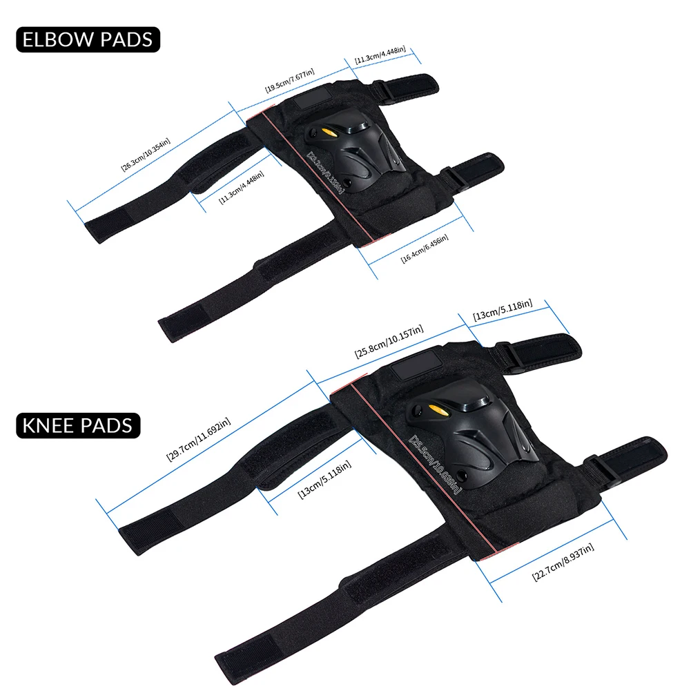 

WUPP Motorcycle Electric Bike Knee Elbow Pads with Reflective Strip Protective Gear Set for Cycling Biking Riding Sports