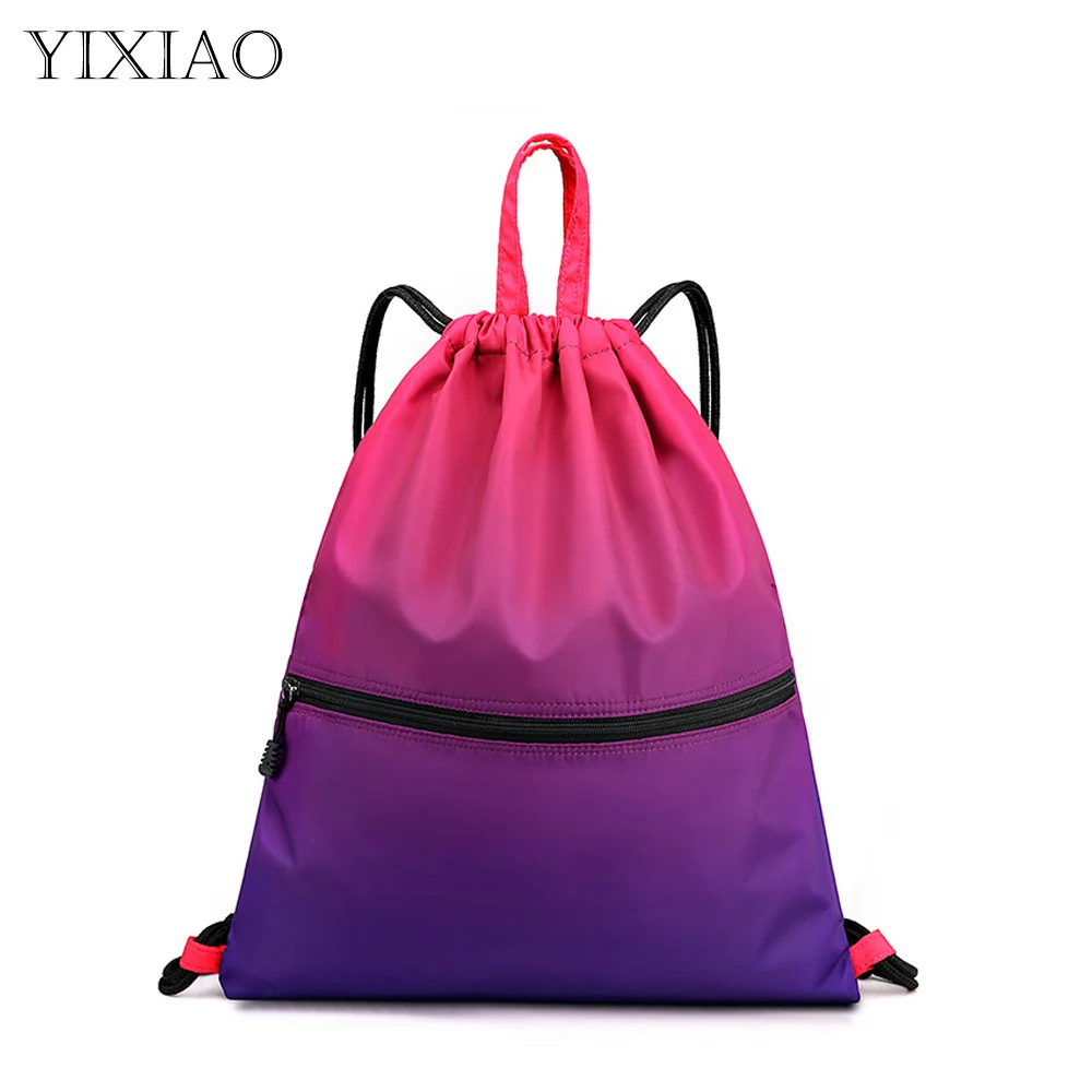 

YIXIAO Gradient Drawstring Basketball Backpack Men Women Portable Nylon Outdoor Soccer Football Rucksacks Ball Sports Bags