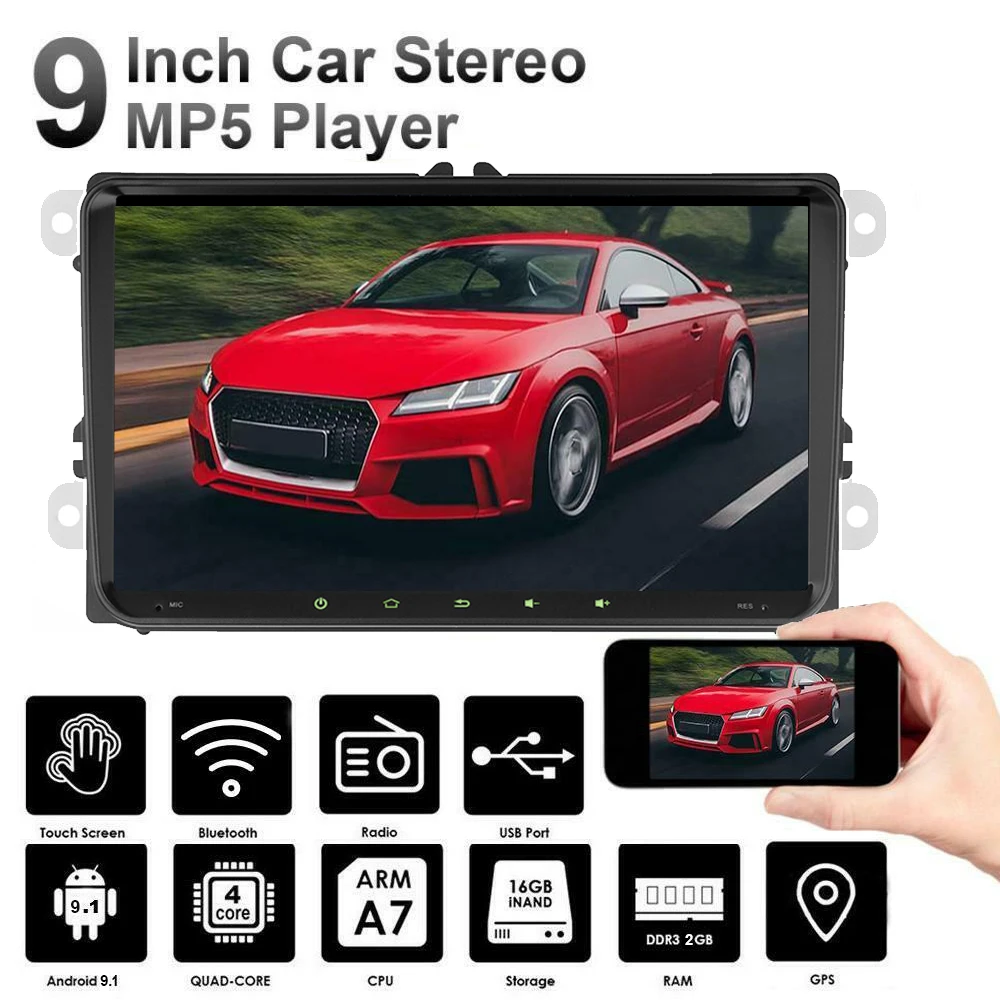 9 &quotAndroid 10 1 2Din автомобильный Радио Авто Стерео мультимедийный плеер GPS для Volkswagen