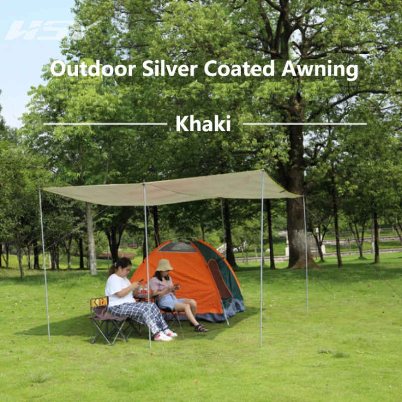 

Khaki 3x3M Ultralight Tarp Outdoor Camping Survival Sun Shelter Shade Awning Silver Coating Pergola Waterproof Beach Tent Tarp