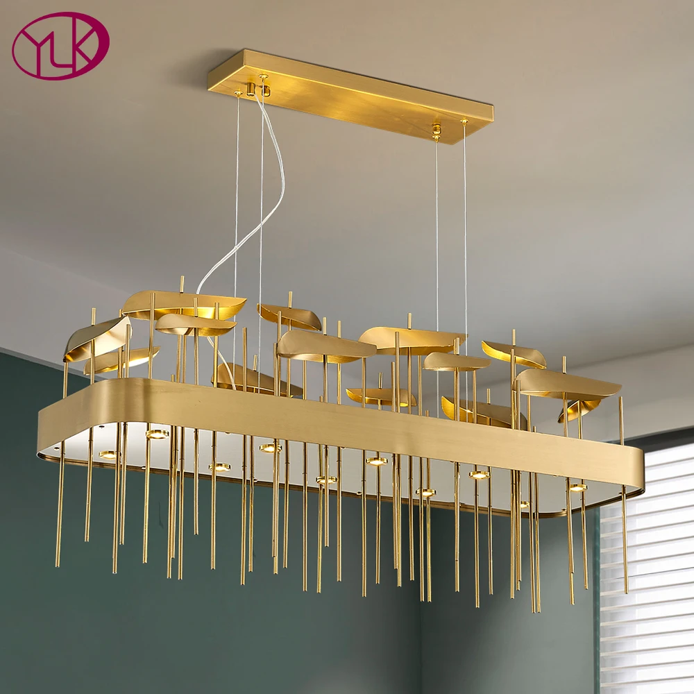 Светодиодная Люстра для столовой современный светильник из матового золота