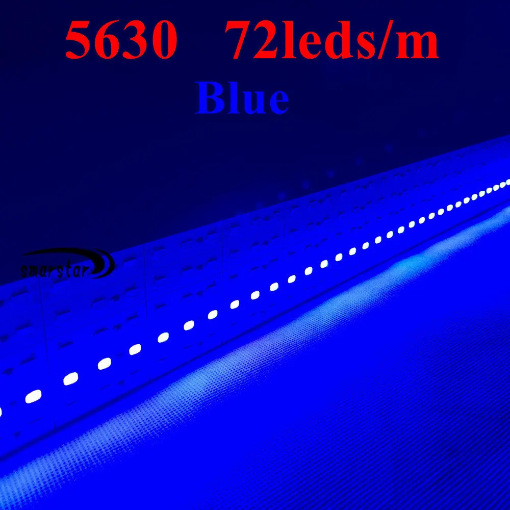 Blue 10X0,5 M 5630(5730) светодиодный свет полосы жесткий бар светодиодное освещение, Лампа DC 12 вольт 72 светодиодный s/m общая длина 5 метров - Испускаемый цвет: Blue