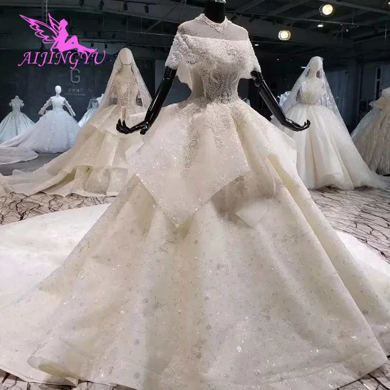 

AIJINGYU Stores Pakistani Gowns Princess Ball Bridal Shops Royal Queen Wedding Gown Long Sleeve